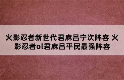 火影忍者新世代君麻吕宁次阵容 火影忍者ol君麻吕平民最强阵容